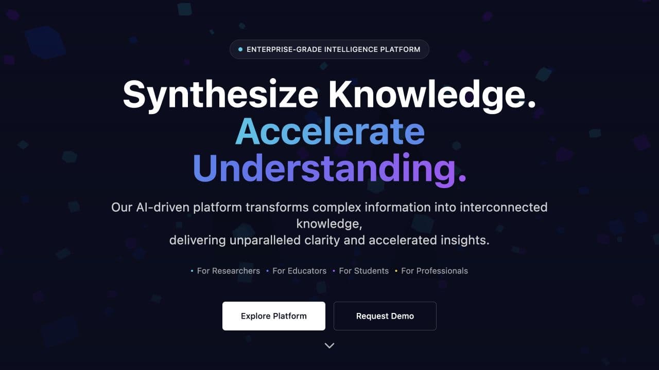 Homepage hero in the original Intelligent Learning Platform demo